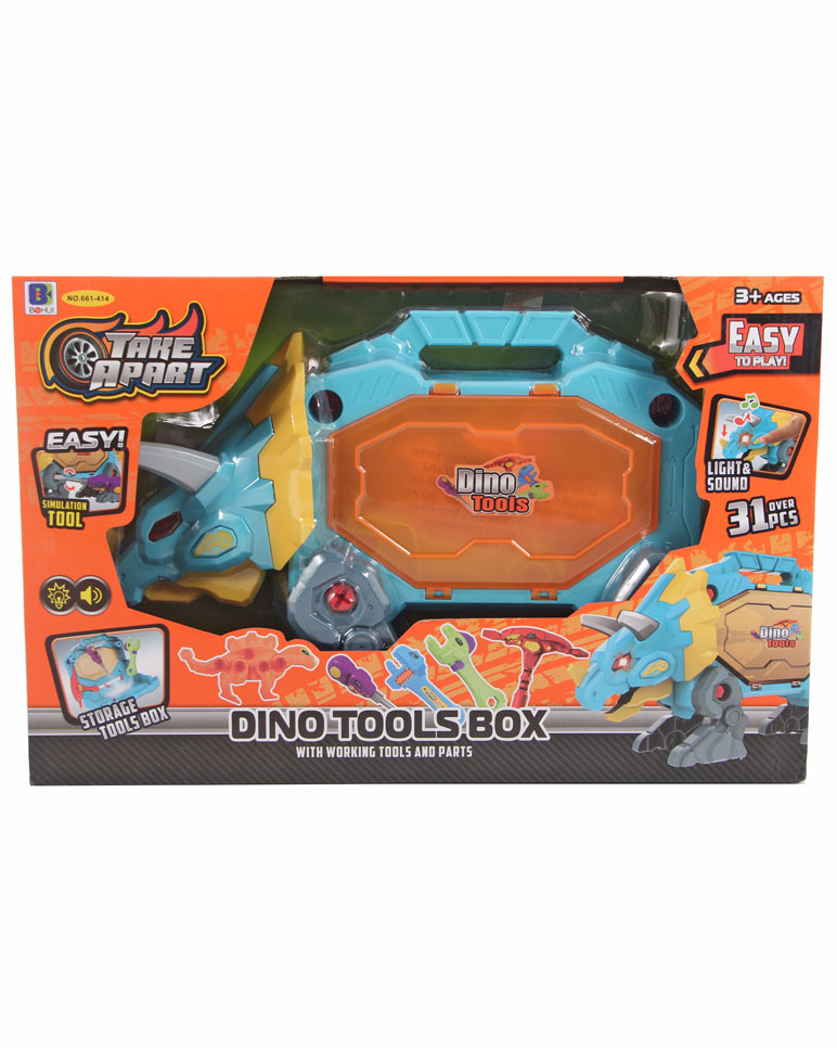 Caja de herramientas dinosaurio en caja